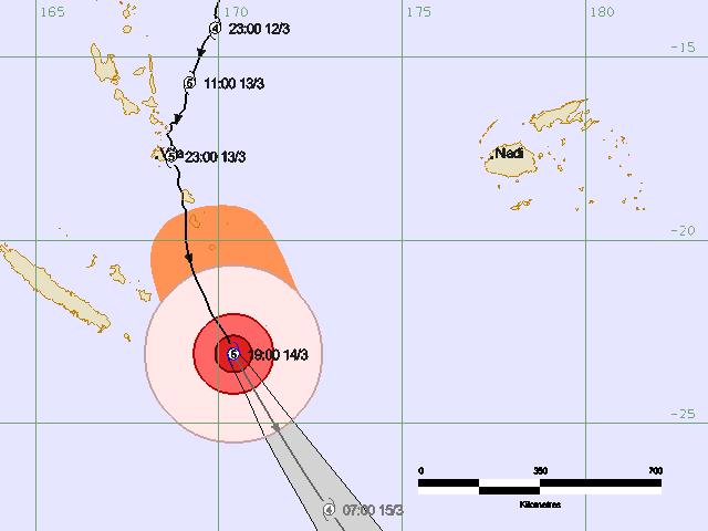 Track of cyclone Pam