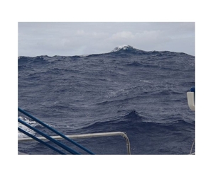 Big seas! The view over the side of Anastasia yesterday